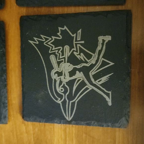 Coasters, Black Slate set of 4 Blue Jays Baseball Themed - Picture 2 of 5